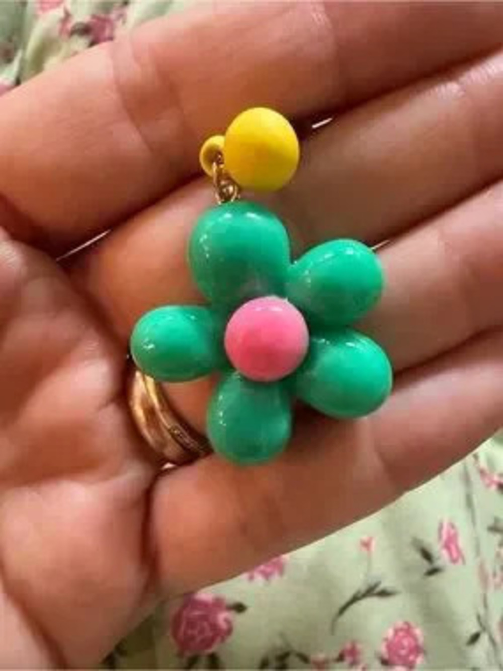 Summer colorful floral Earrings - Pink & Teal